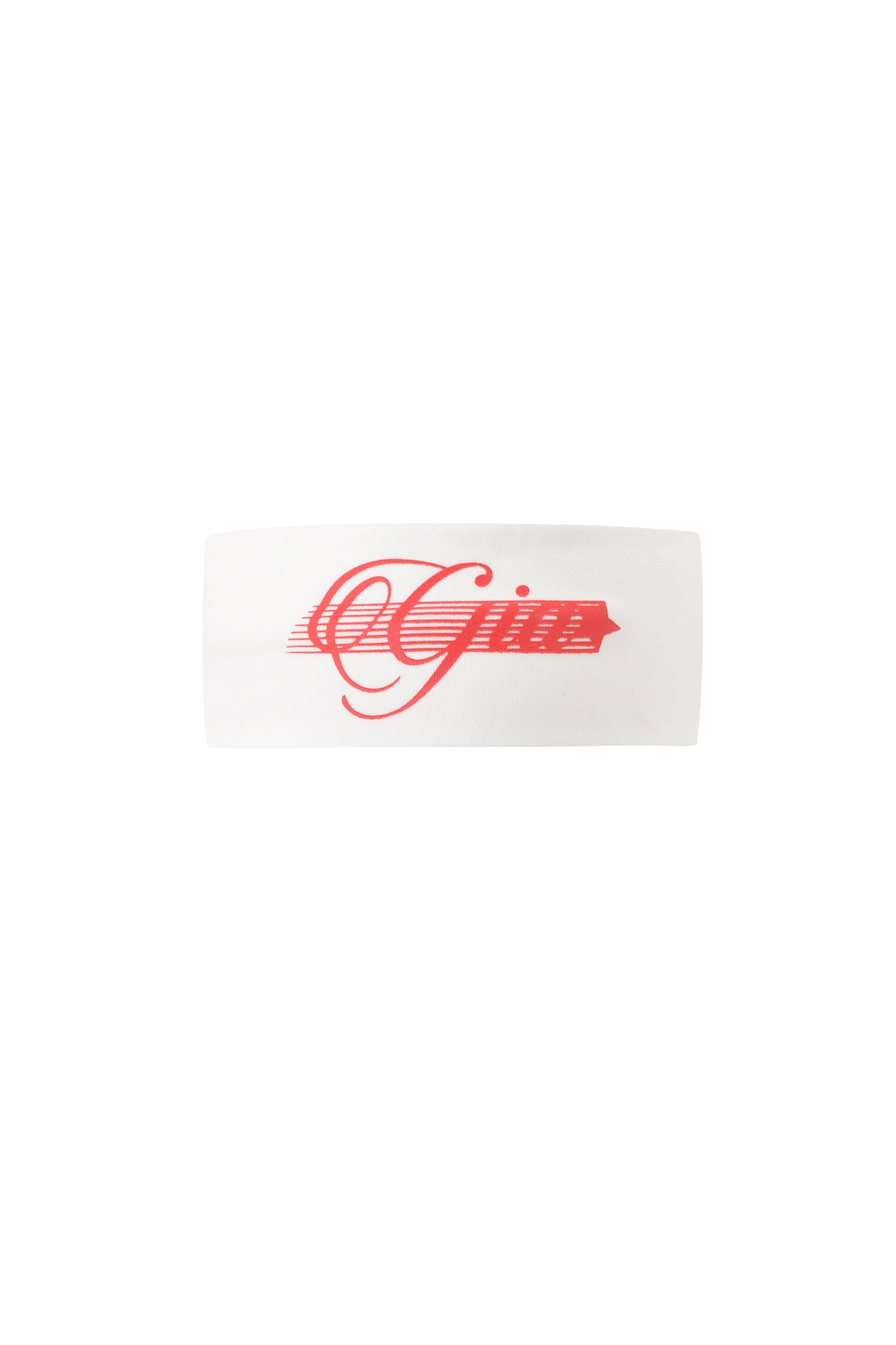 Pair the I.AM.GIA NOVIA LACE-UP T-SHIRT AND HEADBAND - WHITE for a sporty look, featuring a white headband with "Giro" in red cursive, perfect with your stretch cotton soccer jersey baby tee or lace-up crop top.