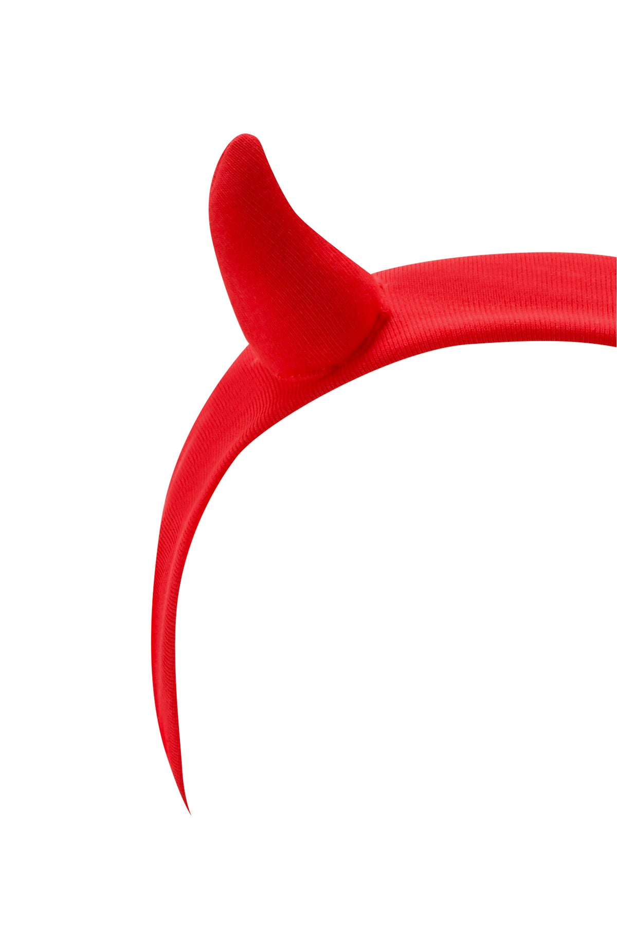 The T-REX HORN HEADBAND - RED by I.AM.GIA features a plush single horn on a red band, making it a fun and bold accessory for festivals.