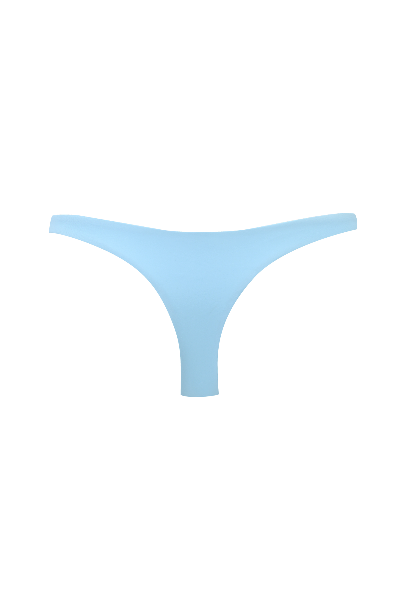 The I.AM.GIA MAUI BIKINI BOTTOM in Aqua is a cheeky thong style, featured with a minimalistic front design against a matching light blue background.