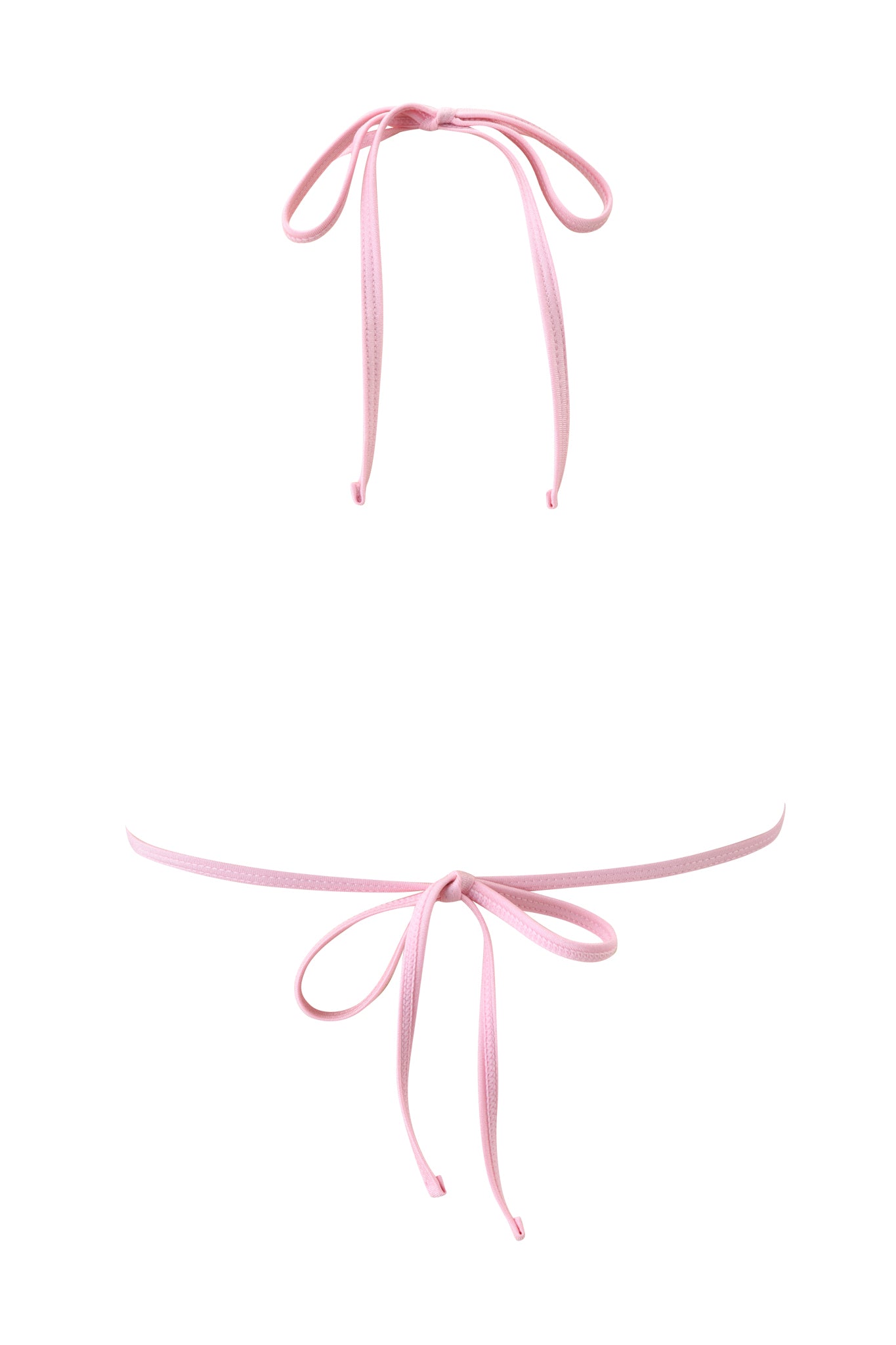 Two separate strings from the I.AM.GIA SAKINA BIKINI TOP - BARK AND BITE CAMO are arranged on a white background, displaying only the ties without any fabric panels.