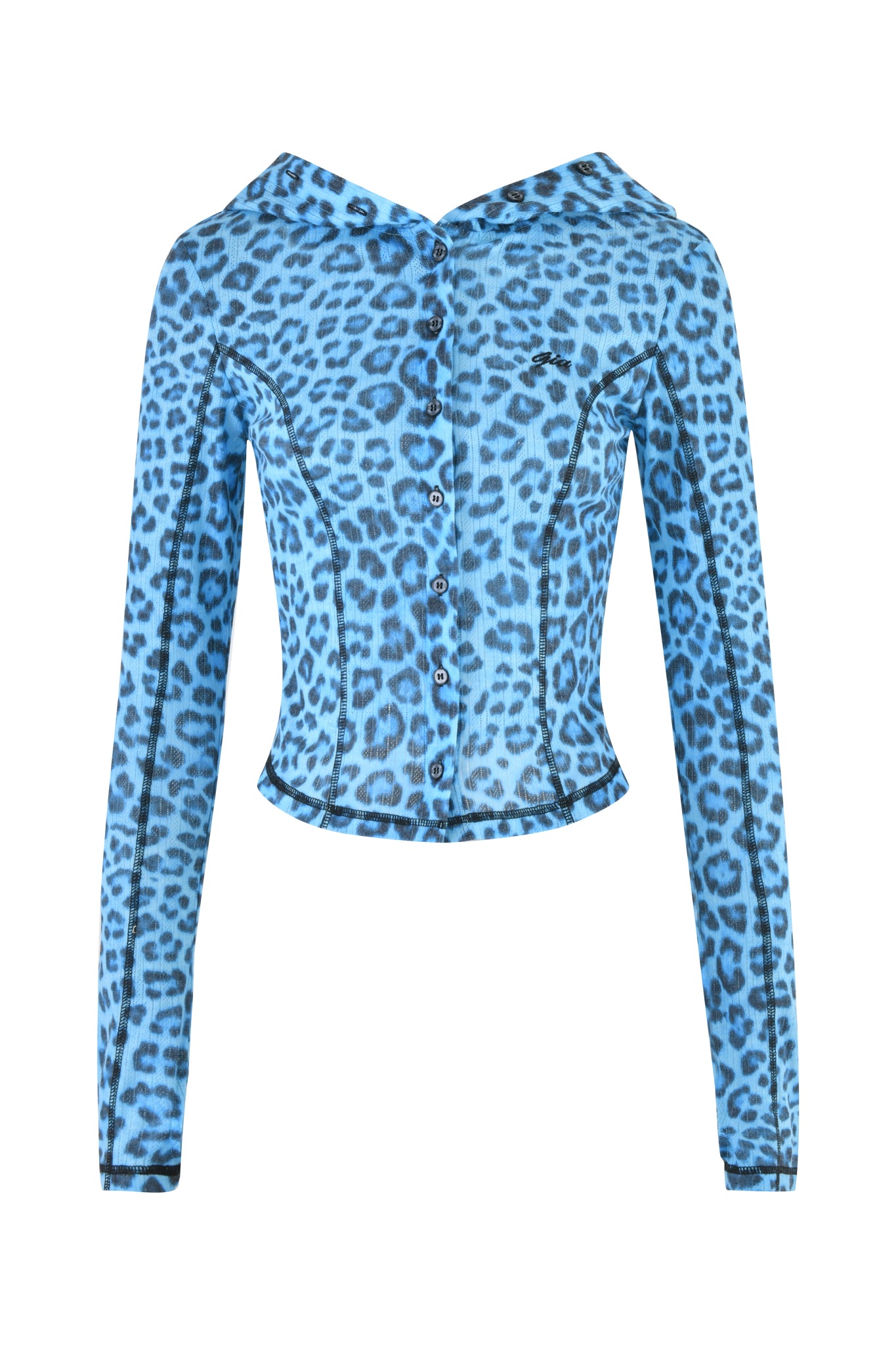 The MIA HOODIE by I.AM.GIA features a teal leopard print pattern.