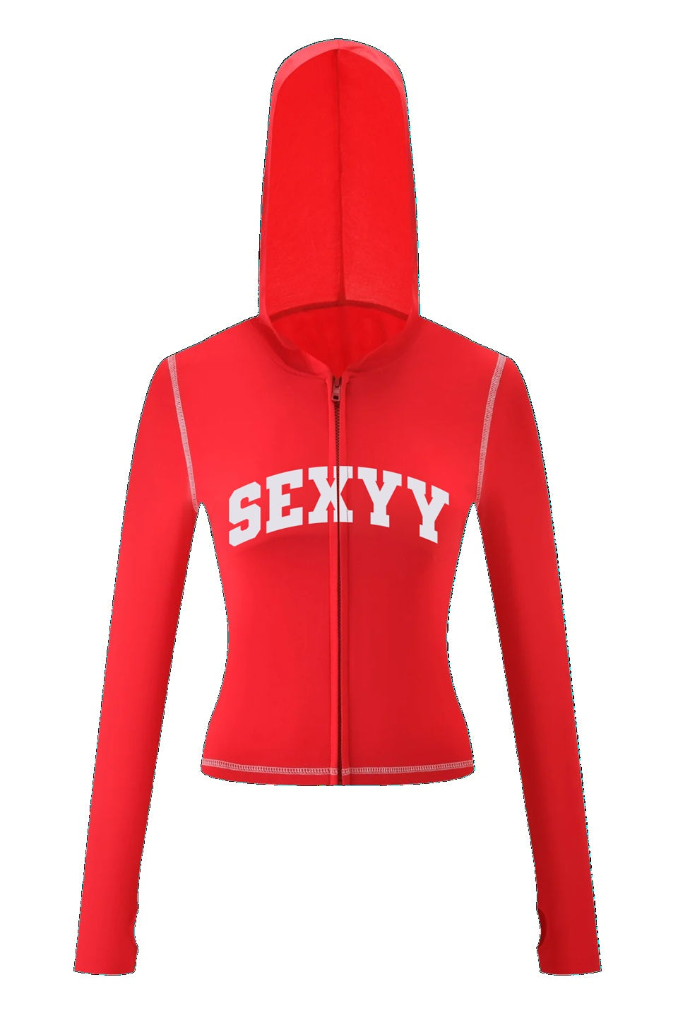 The I.AM.GIA X SEXYY RED BLARE HOODIE in red features a hood, long sleeves, and bold white "SEXY" lettering across the chest—a standout from I.AM.GIA's SEXYY RED collaboration.