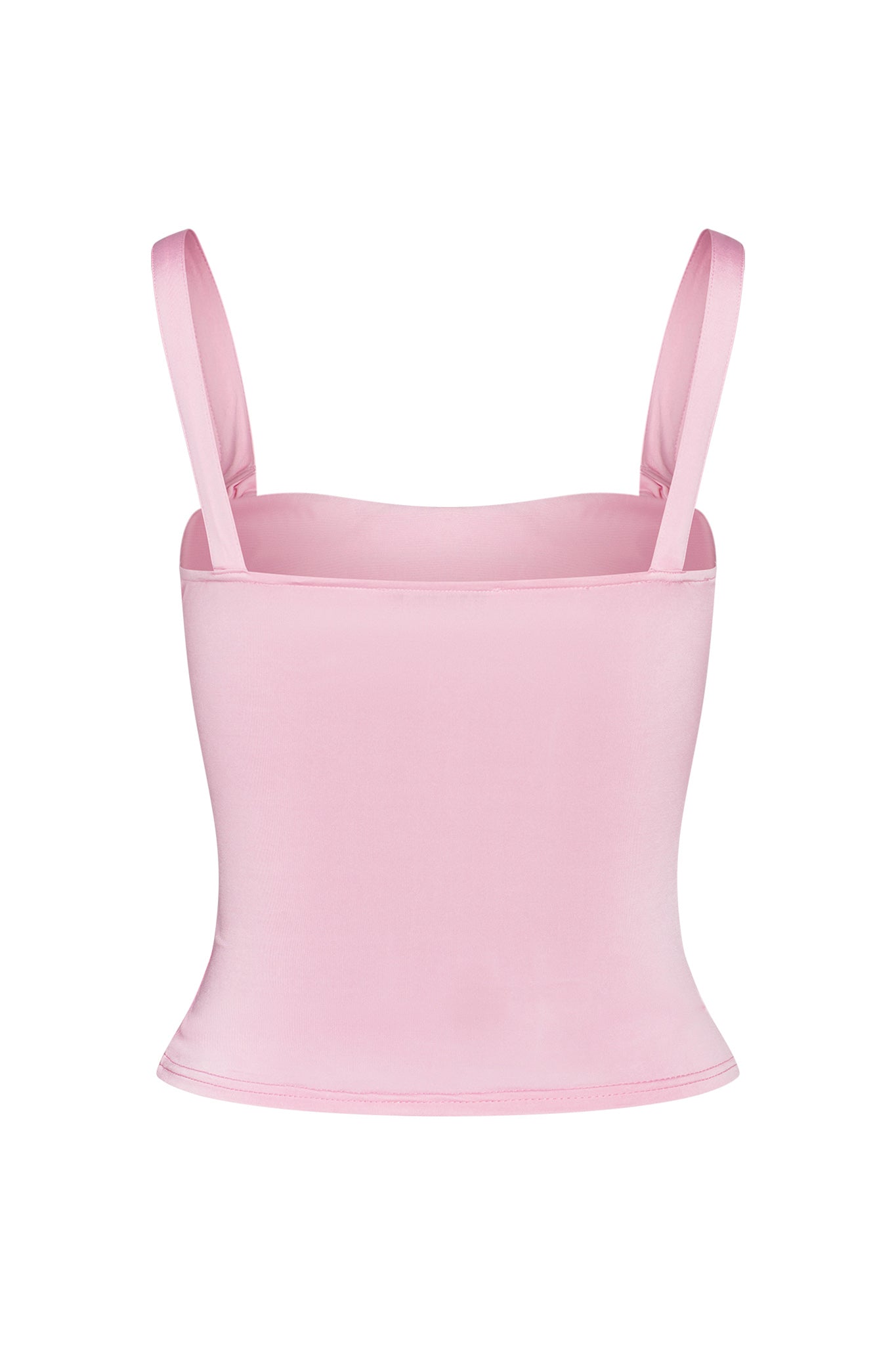 The LAVINIA TOP - PINK from I.AM.GIA is a fitted, sleeveless crop top featuring wide straps and a smooth, seamless finish. The fabric appears soft and stretchy, making it suitable for casual or summer wear. The image displays the back view of the garment.