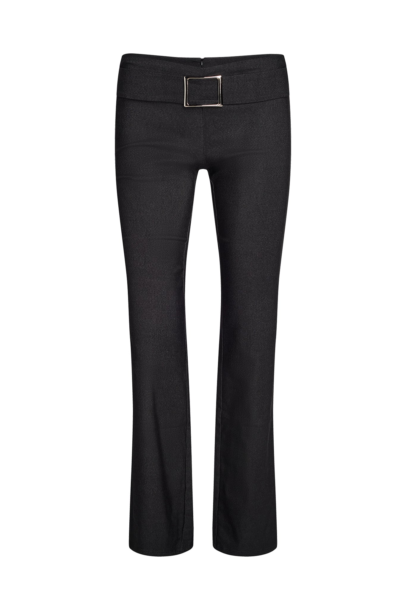 A pair of grey dress pants named "SHARAH PANT" by I.AM.GIA. These pants include a wide, rectangular belt buckle at the waist and are designed with a slight flare at the bottom. They feature a smooth, tailored finish and are displayed on a plain white background.