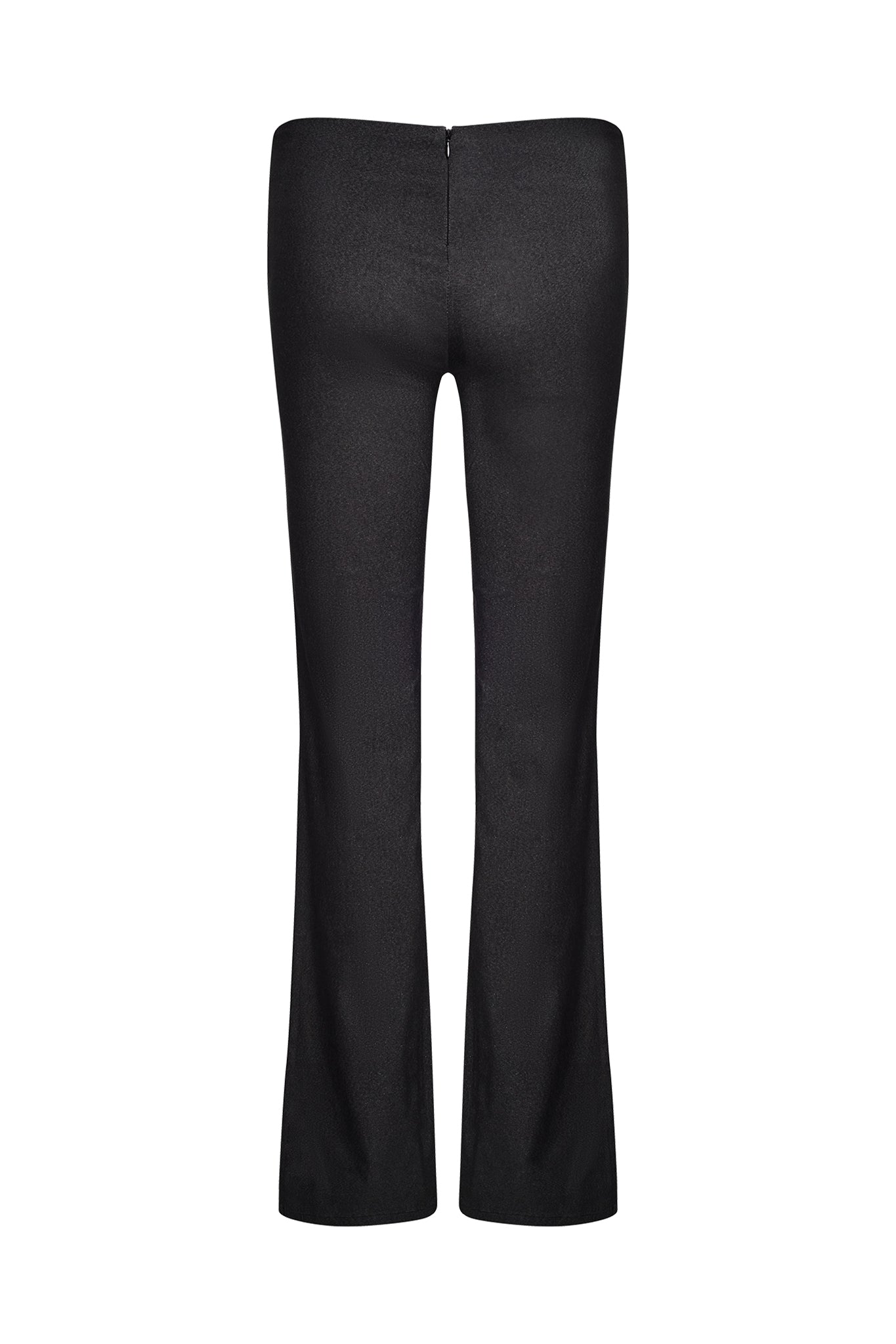 A pair of grey I.AM.GIA SHARAH pants displayed from the back, featuring a simple and elegant design with a straight-cut leg. The waistband includes a hidden zipper closure at the back.